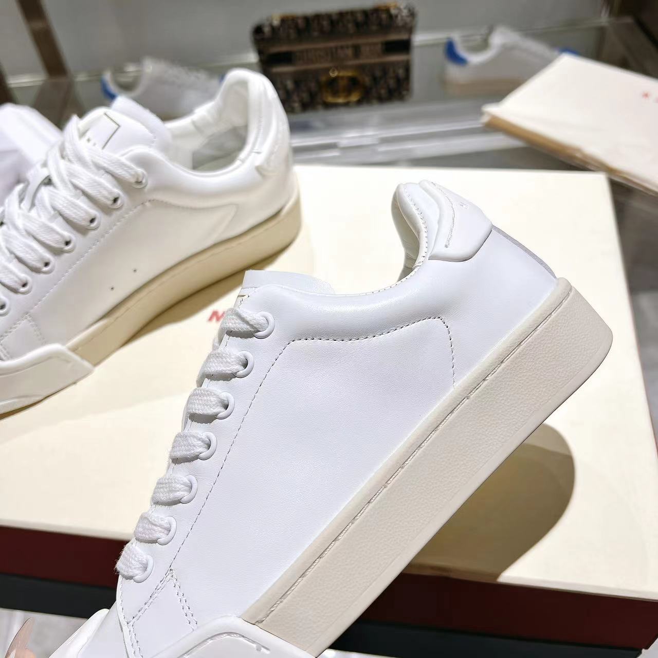 Marni Dada Bumper Sneaker In White Leather - DesignerGu