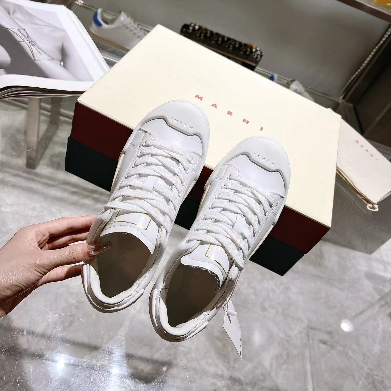 Marni Dada Bumper Sneaker In White Leather - DesignerGu