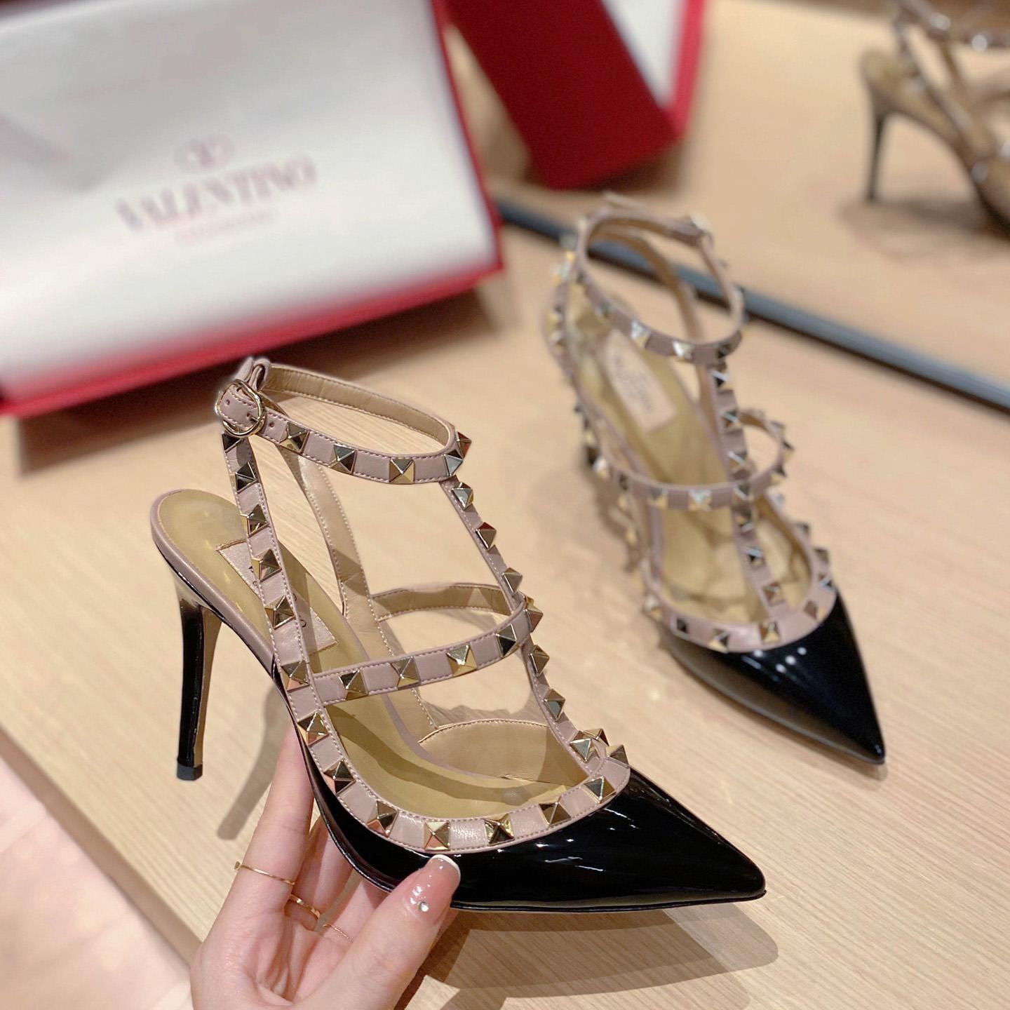 Valenti Patent Rockstud Caged Pump   100mm - DesignerGu