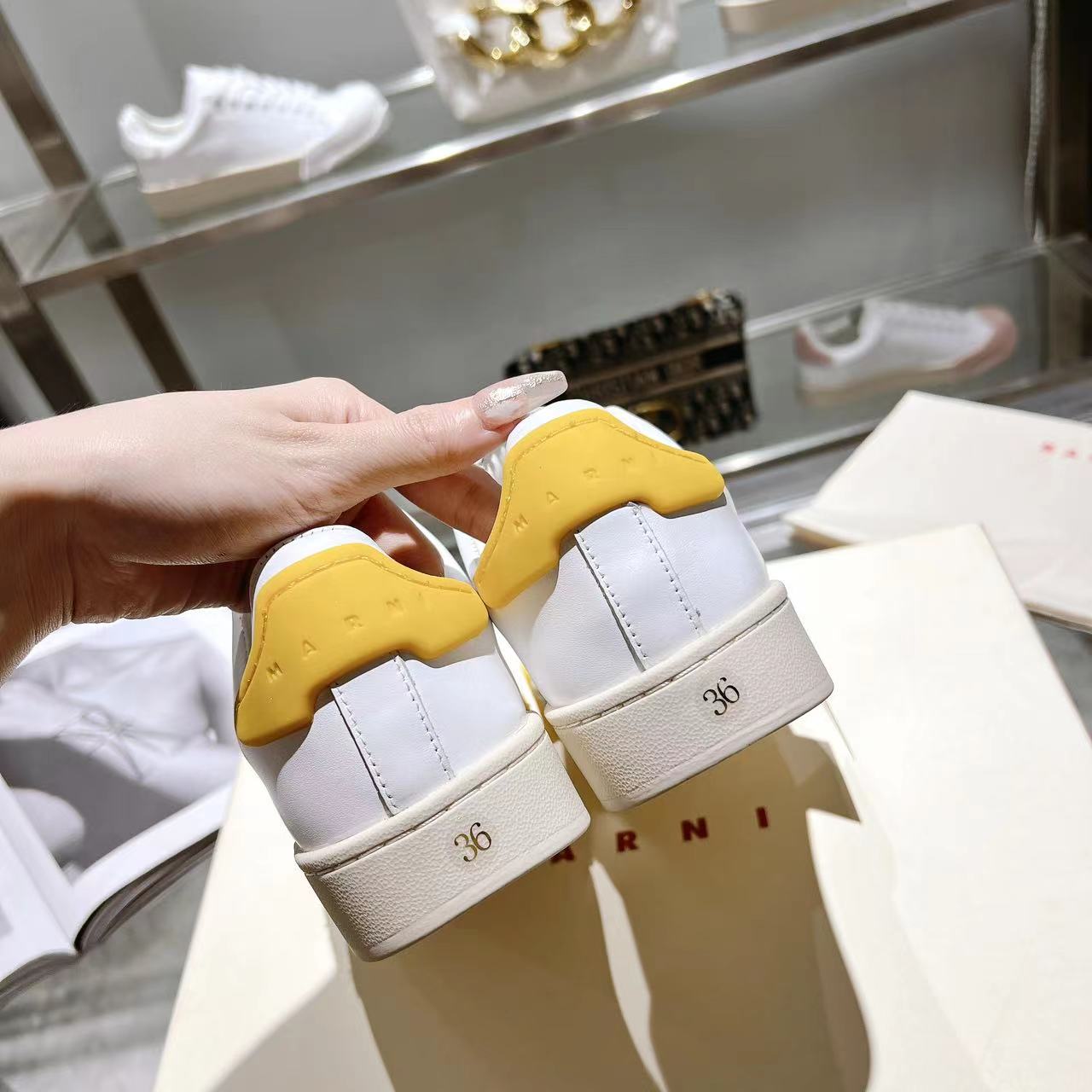 Marni Dada Bumper Sneaker In White And Yellow Leather - DesignerGu