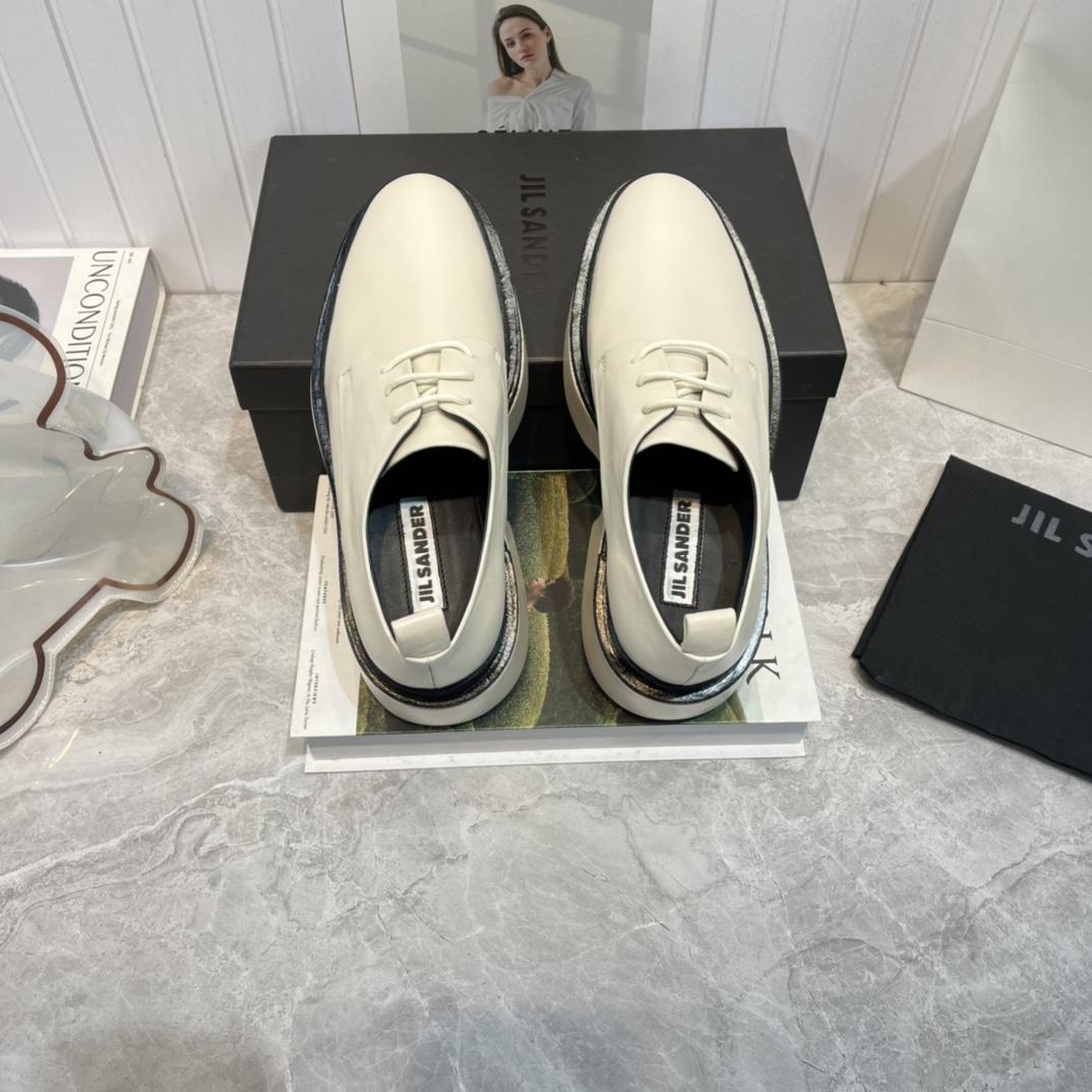 JIl Sander White Wedge Lace-Ups - DesignerGu