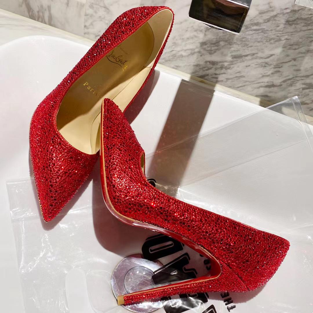 Christian Louboutin Red Leather Strass Degrade So Kate Pumps - DesignerGu