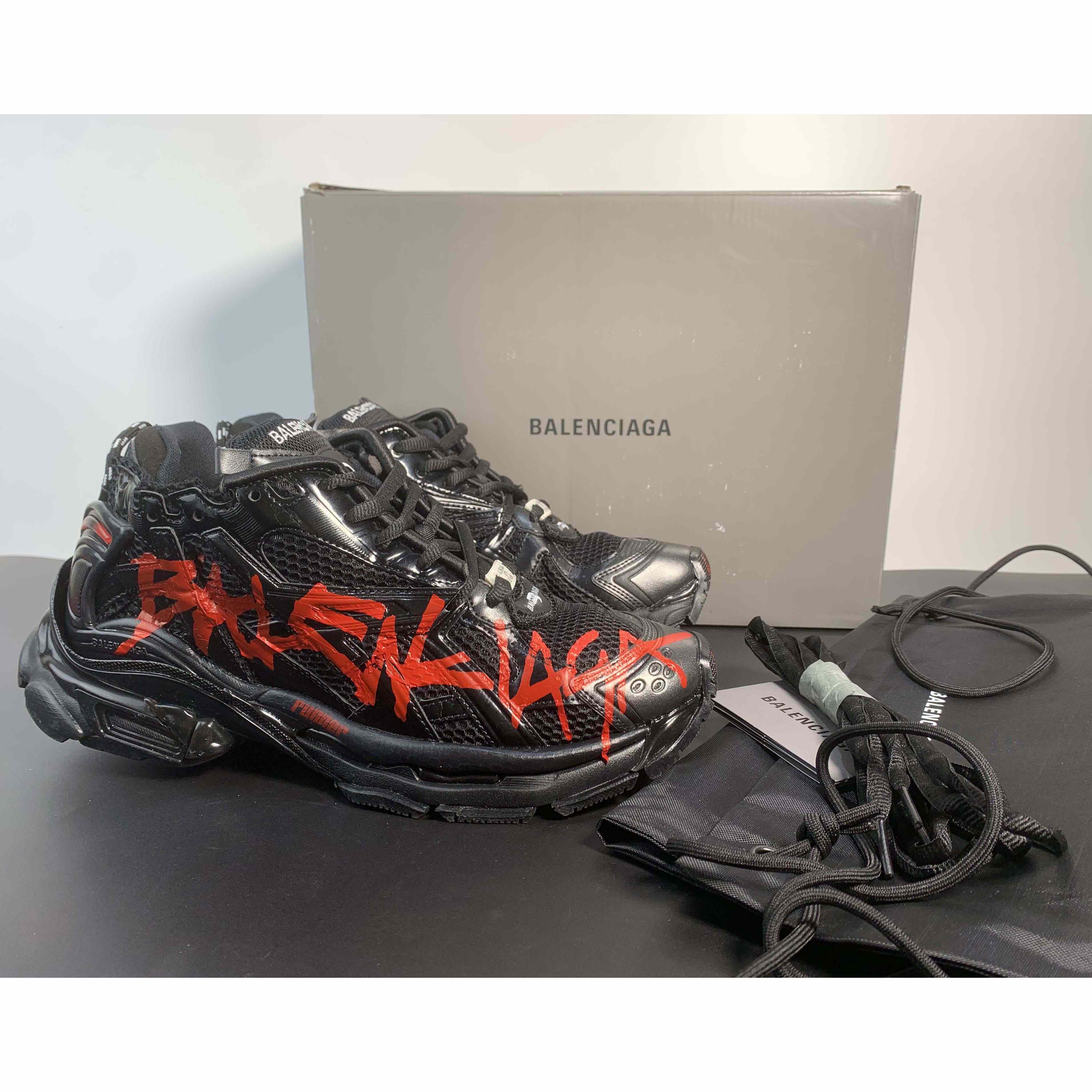 Balenciaga Runner Graffiti Sneaker In Black - DesignerGu