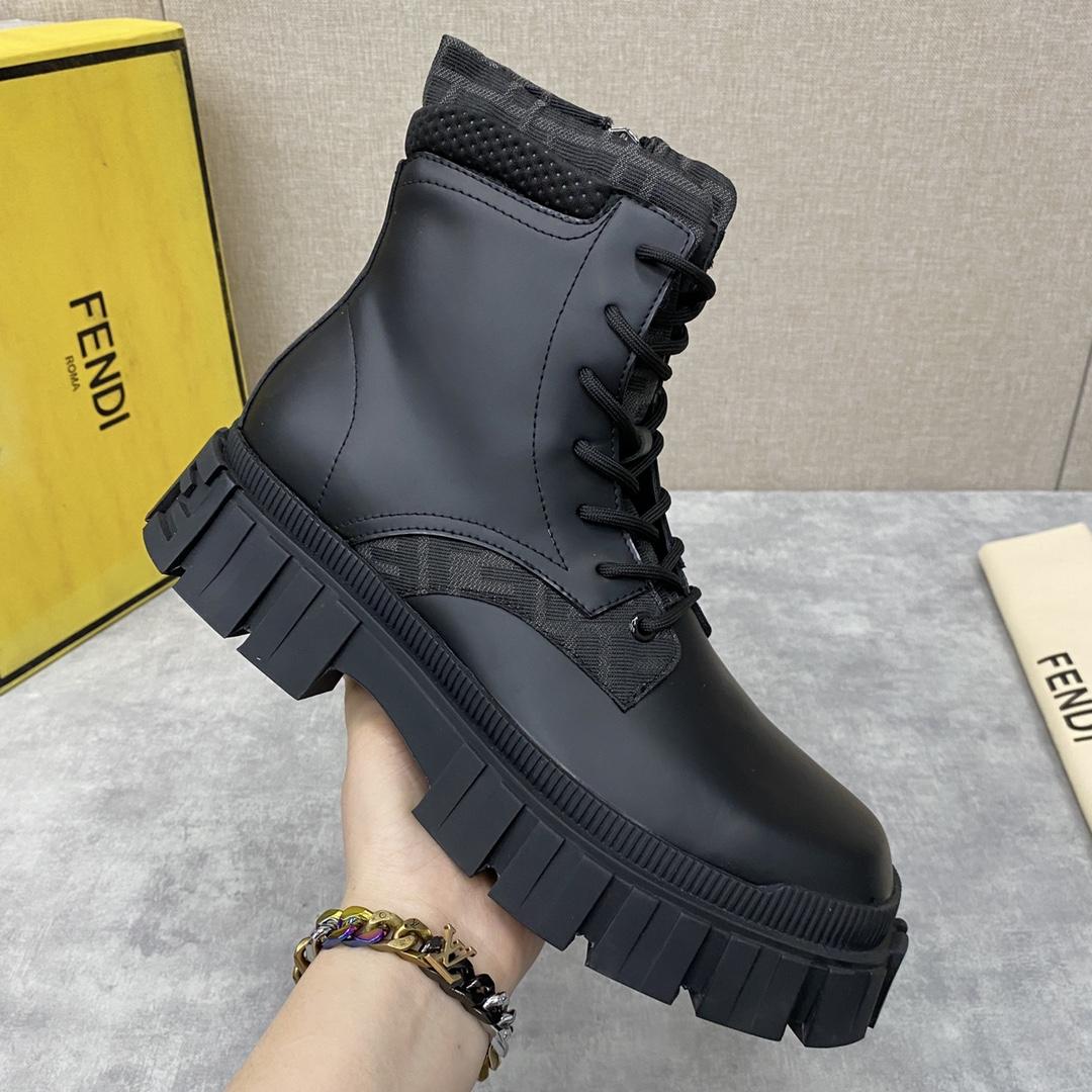 Fendi Force Black Leather Ankle Boots - DesignerGu