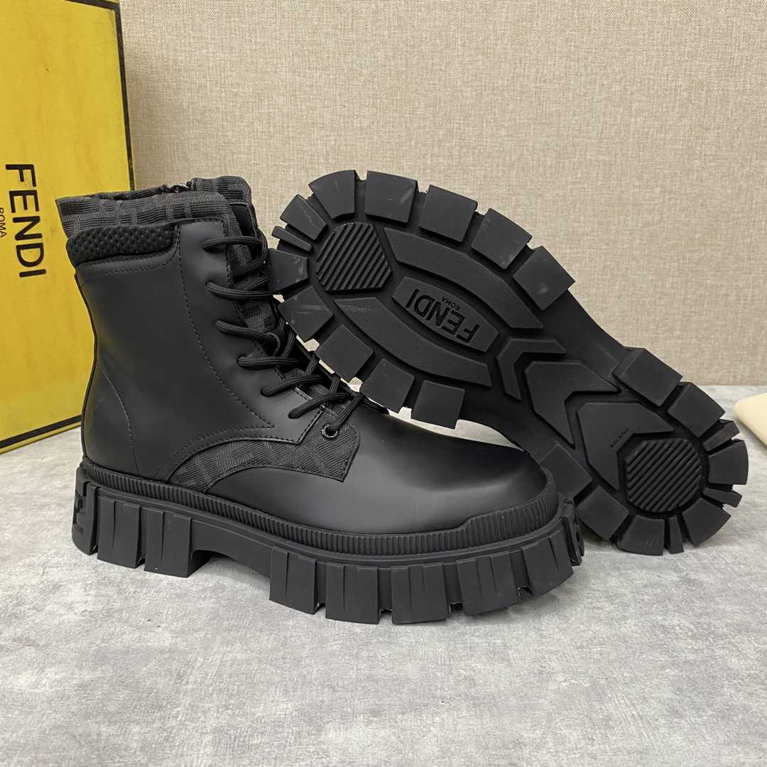 Fendi Force Black Leather Ankle Boots - DesignerGu