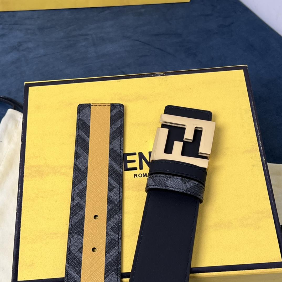 Fendi Reversible Black Leather Belt  - DesignerGu