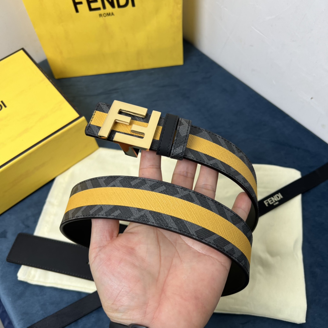 Fendi Reversible Black Leather Belt  - DesignerGu