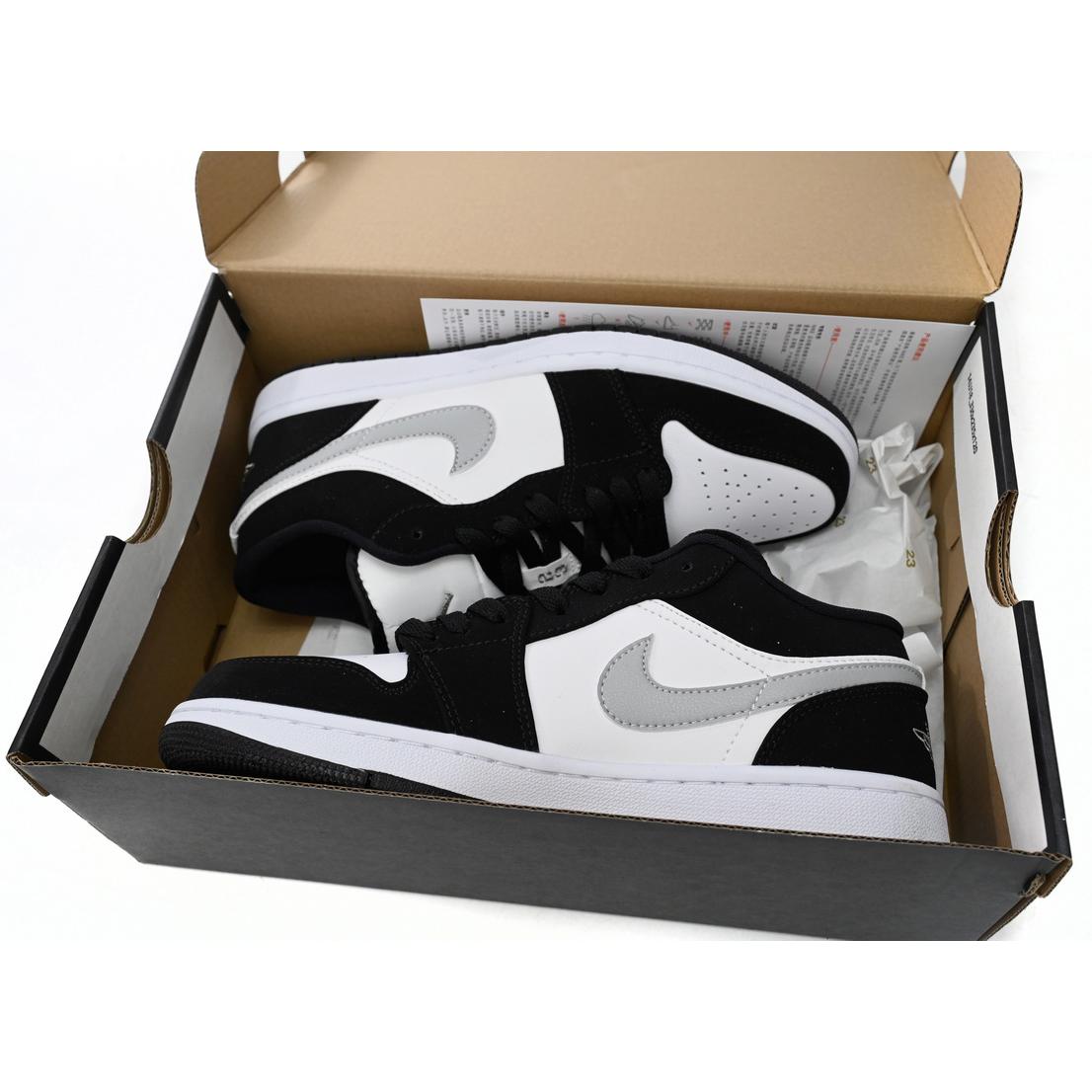 Air Jordan 1 Low Black and White Gray Sneaker    552780-018 - DesignerGu