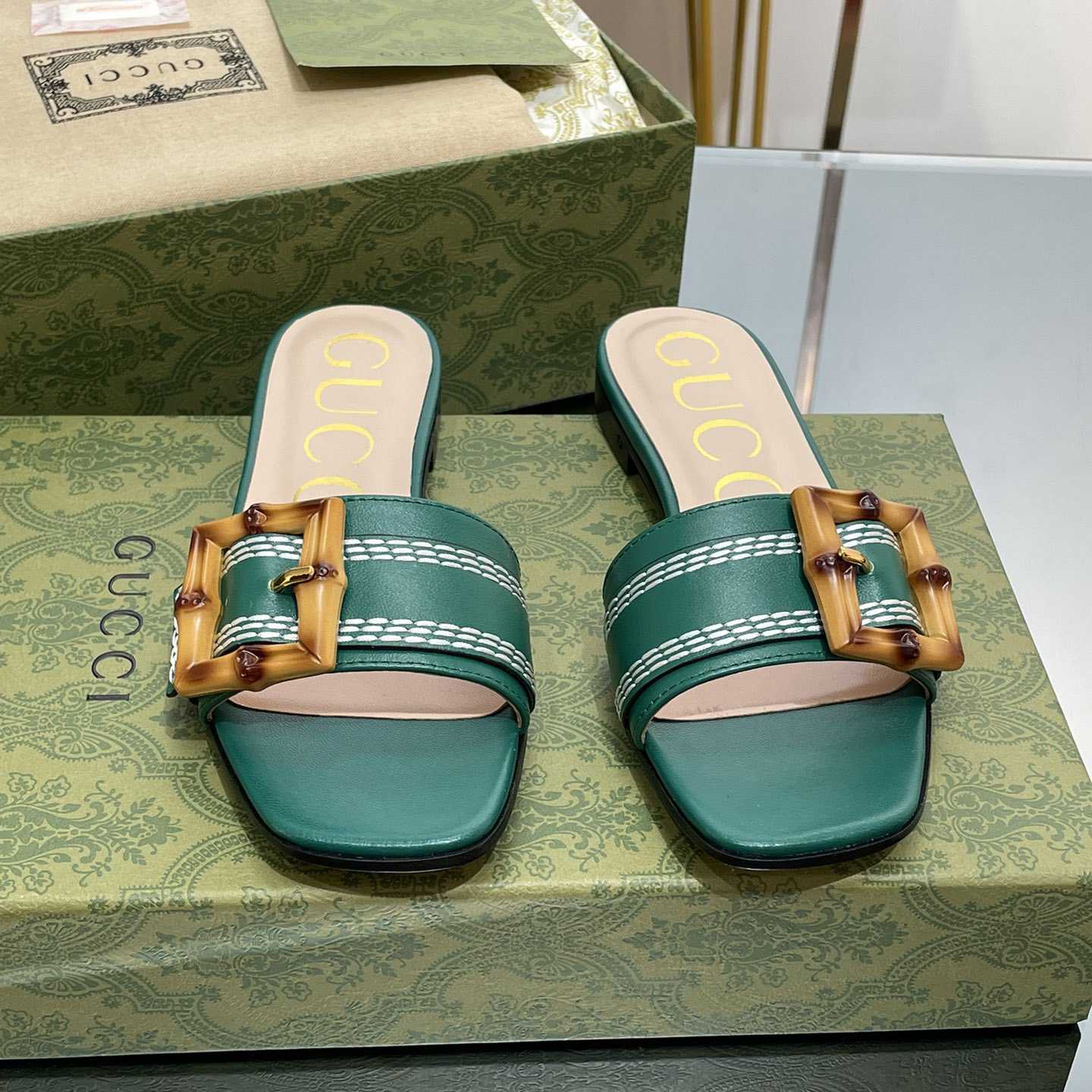 Gucci Women's Slide Sandal With Bamboo Buckle - DesignerGu