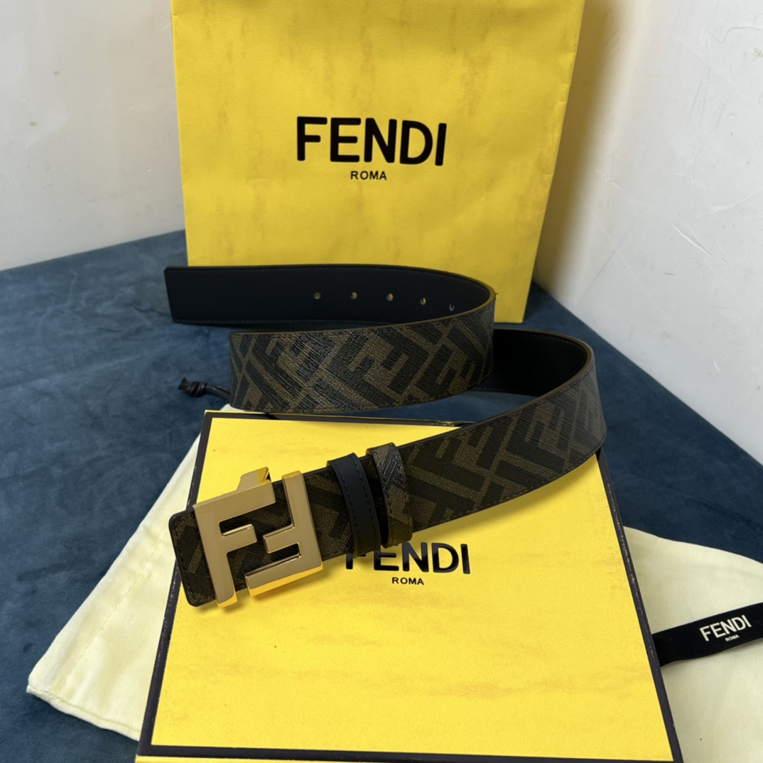 Fendi Reversible Black Leather Belt  - DesignerGu