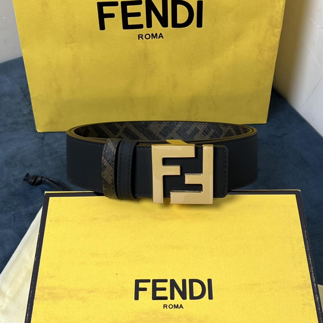 Fendi Reversible Black Leather Belt  - DesignerGu