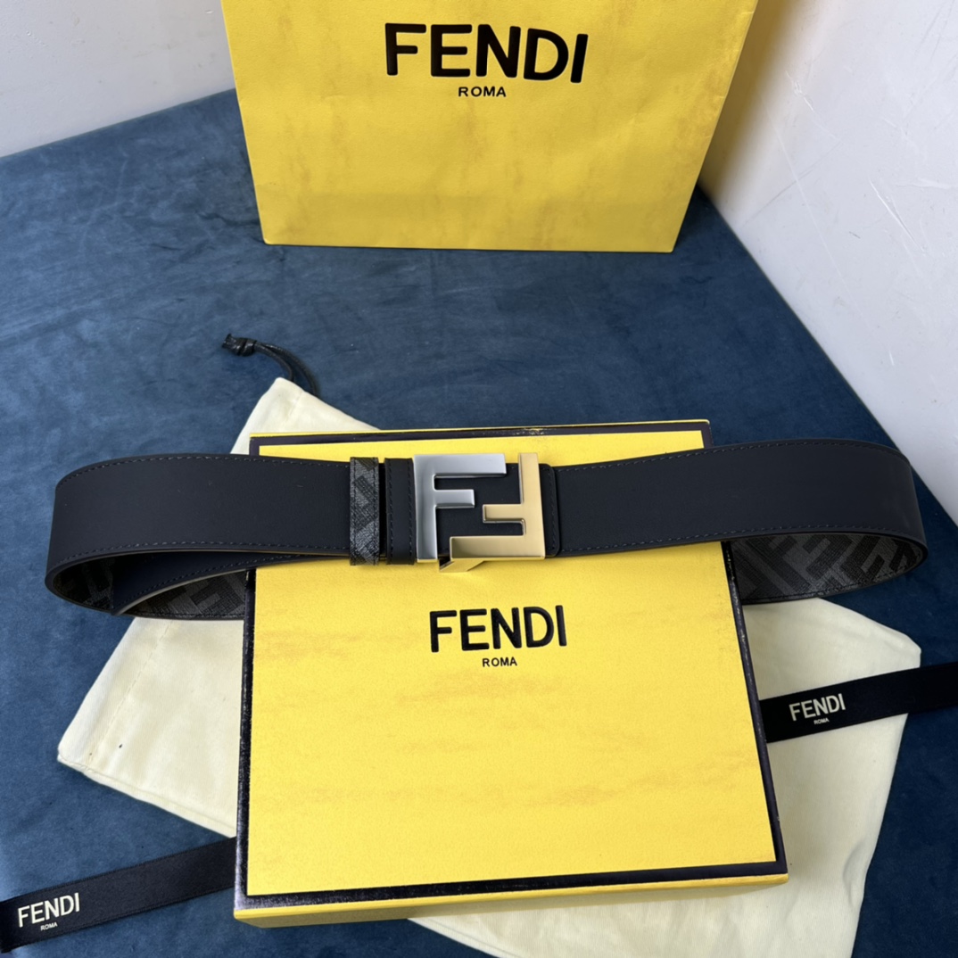 Fendi Reversible Black Leather Belt  - DesignerGu