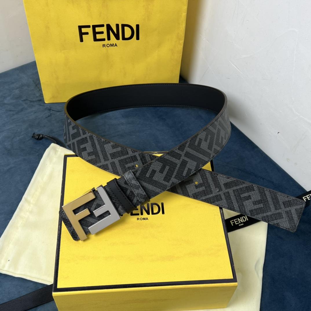 Fendi Reversible Black Leather Belt  - DesignerGu