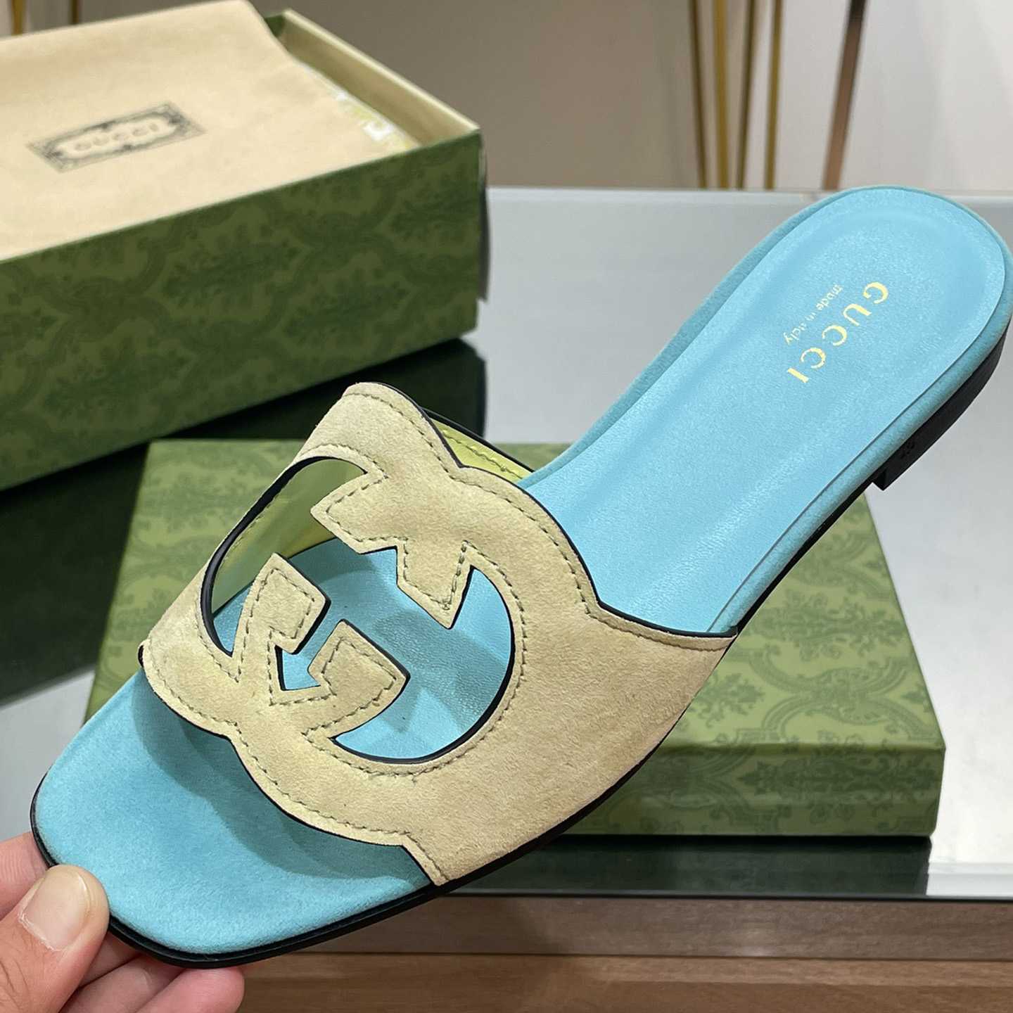 Gucci Women's Interlocking G Cut-out Slide Sandal - DesignerGu