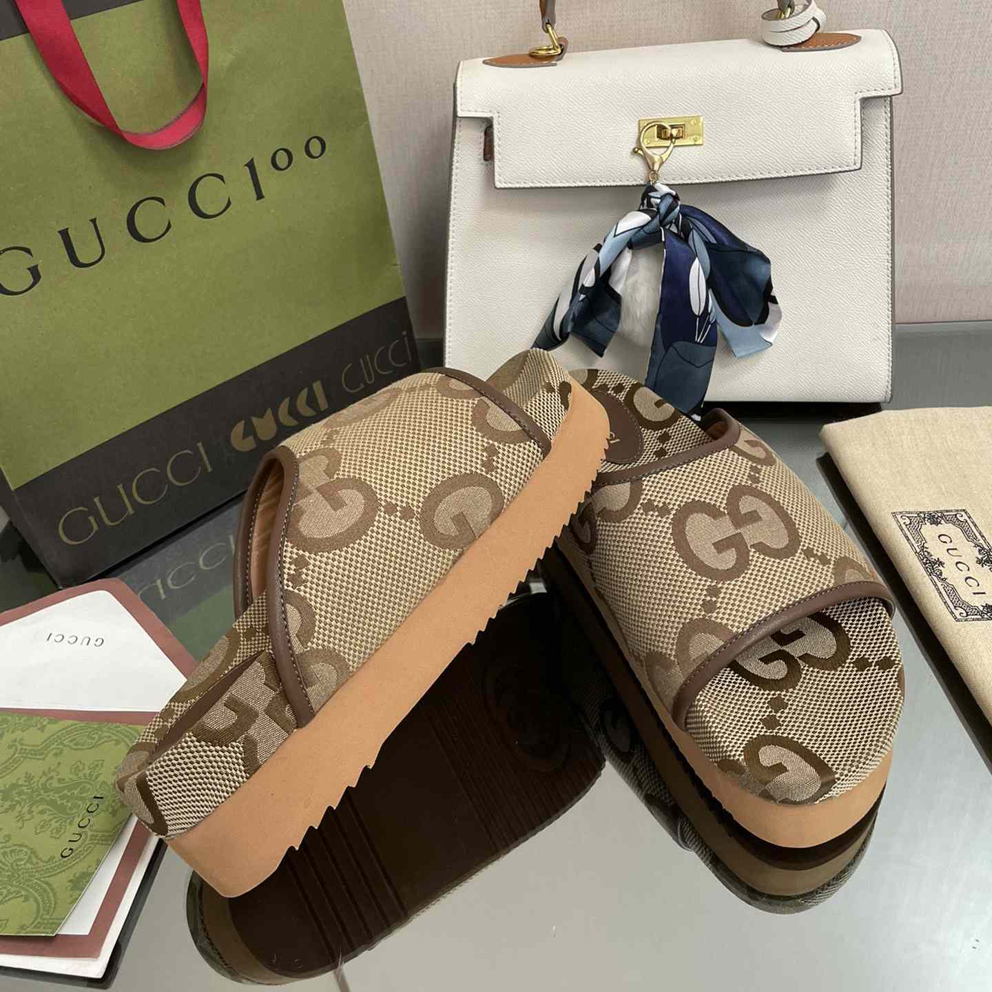 Gucci Women's Jumbo GG Platform Slide - DesignerGu