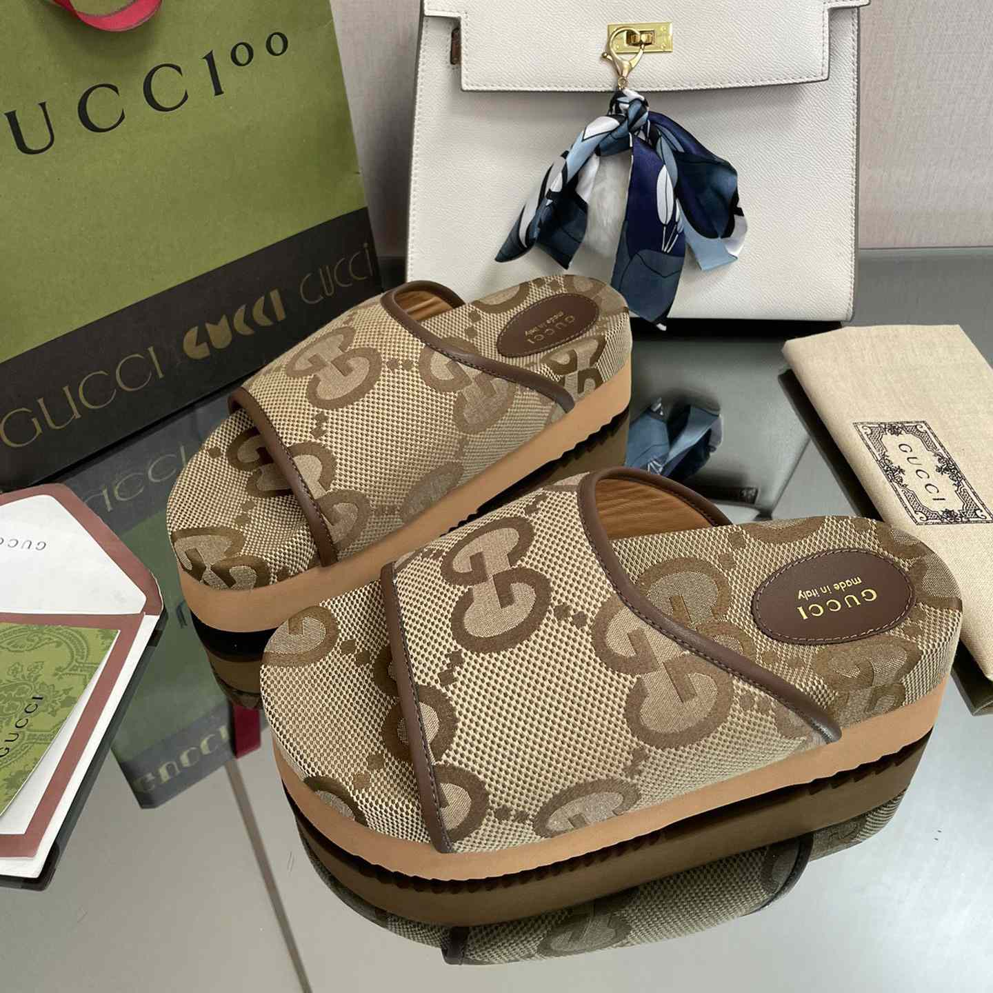 Gucci Women's Jumbo GG Platform Slide - DesignerGu