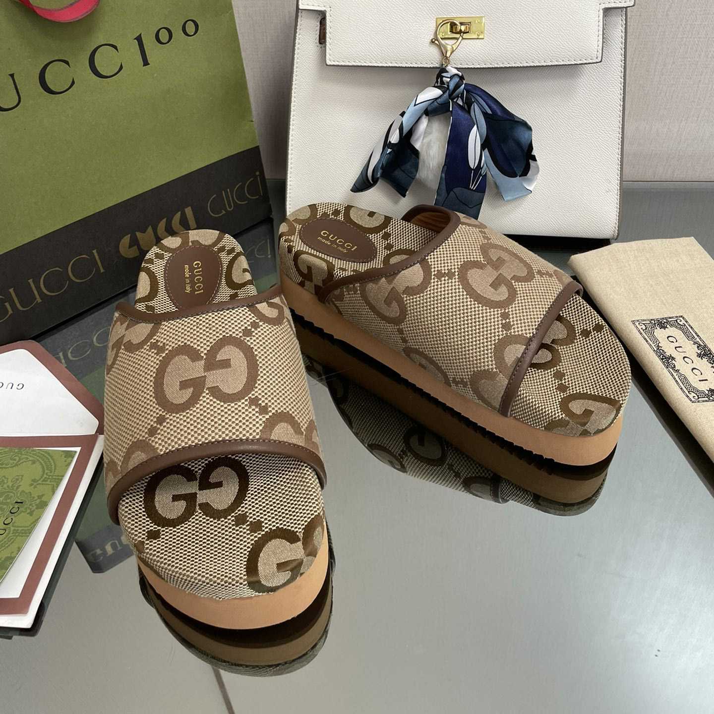 Gucci Women's Jumbo GG Platform Slide - DesignerGu