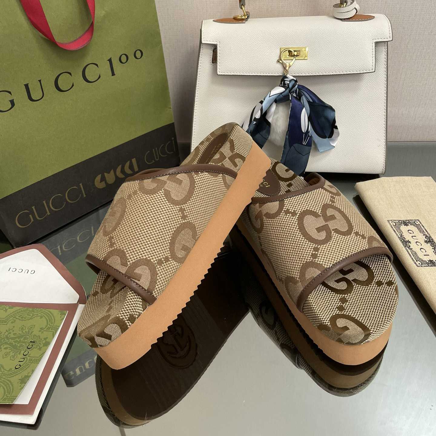 Gucci Women's Jumbo GG Platform Slide - DesignerGu