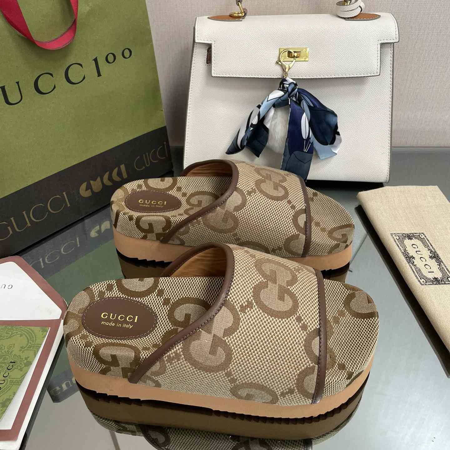 Gucci Women's Jumbo GG Platform Slide - DesignerGu