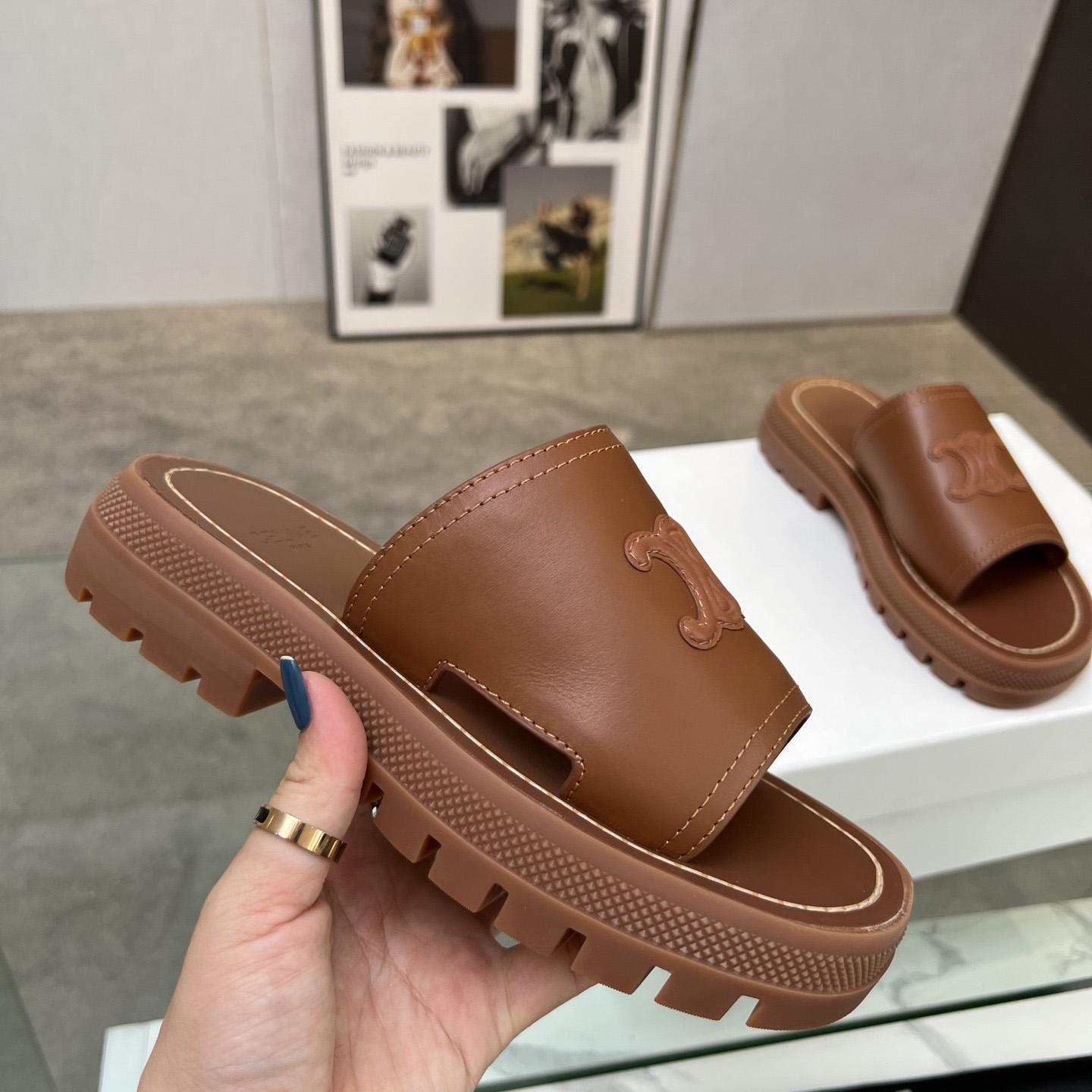 Celine Clea Triomphe Slide In Vegetable - Tanned Calfskin - DesignerGu