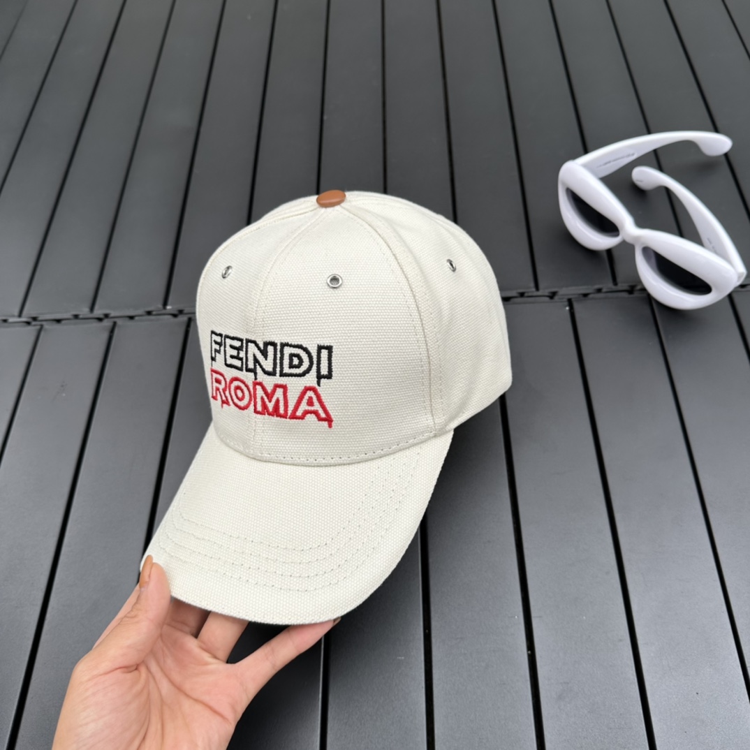 Fendi Lunar New Year Capsule White Fabric Cap - DesignerGu