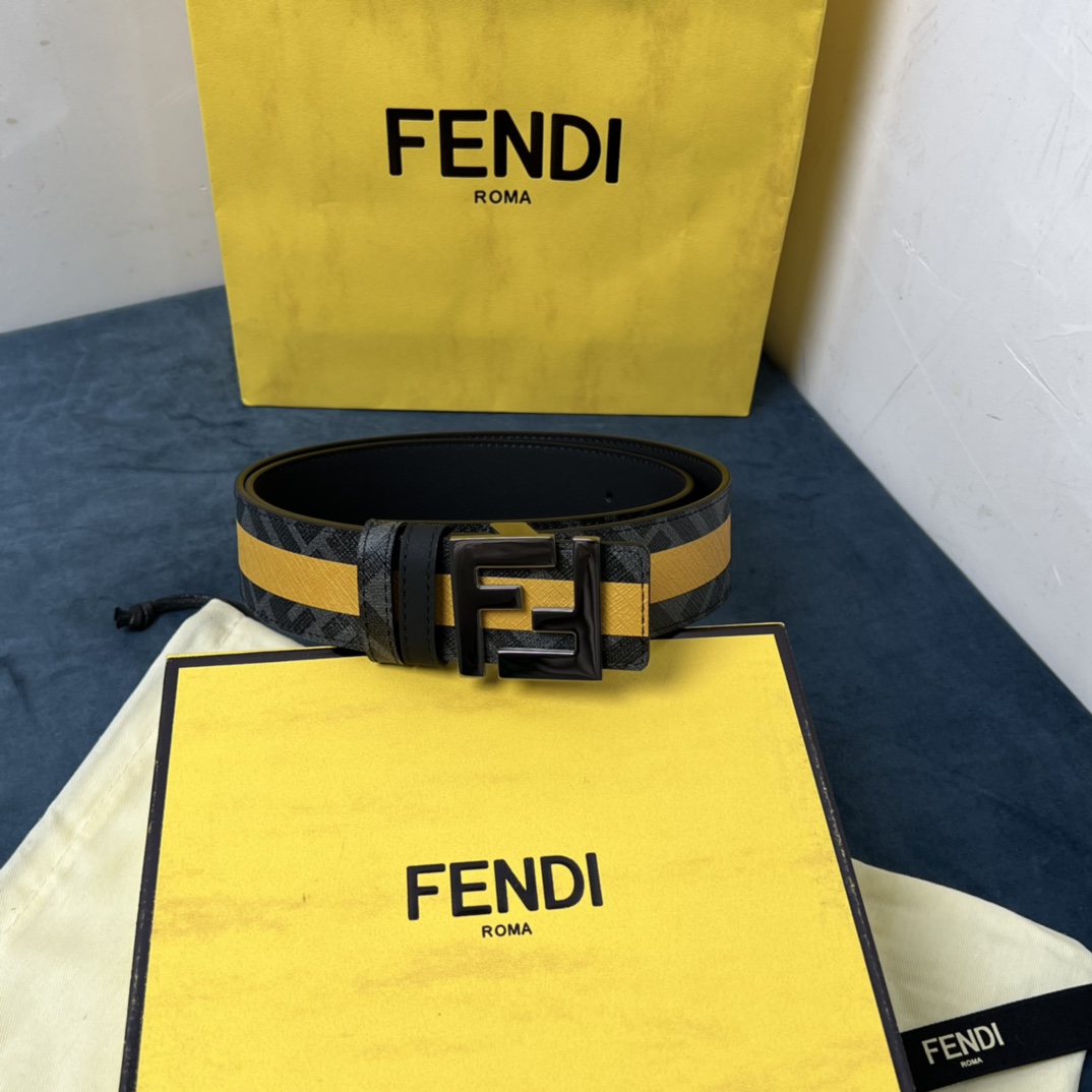 Fendi Reversible Black Leather Belt  - DesignerGu