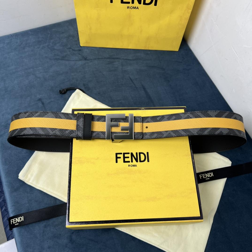 Fendi Reversible Black Leather Belt  - DesignerGu