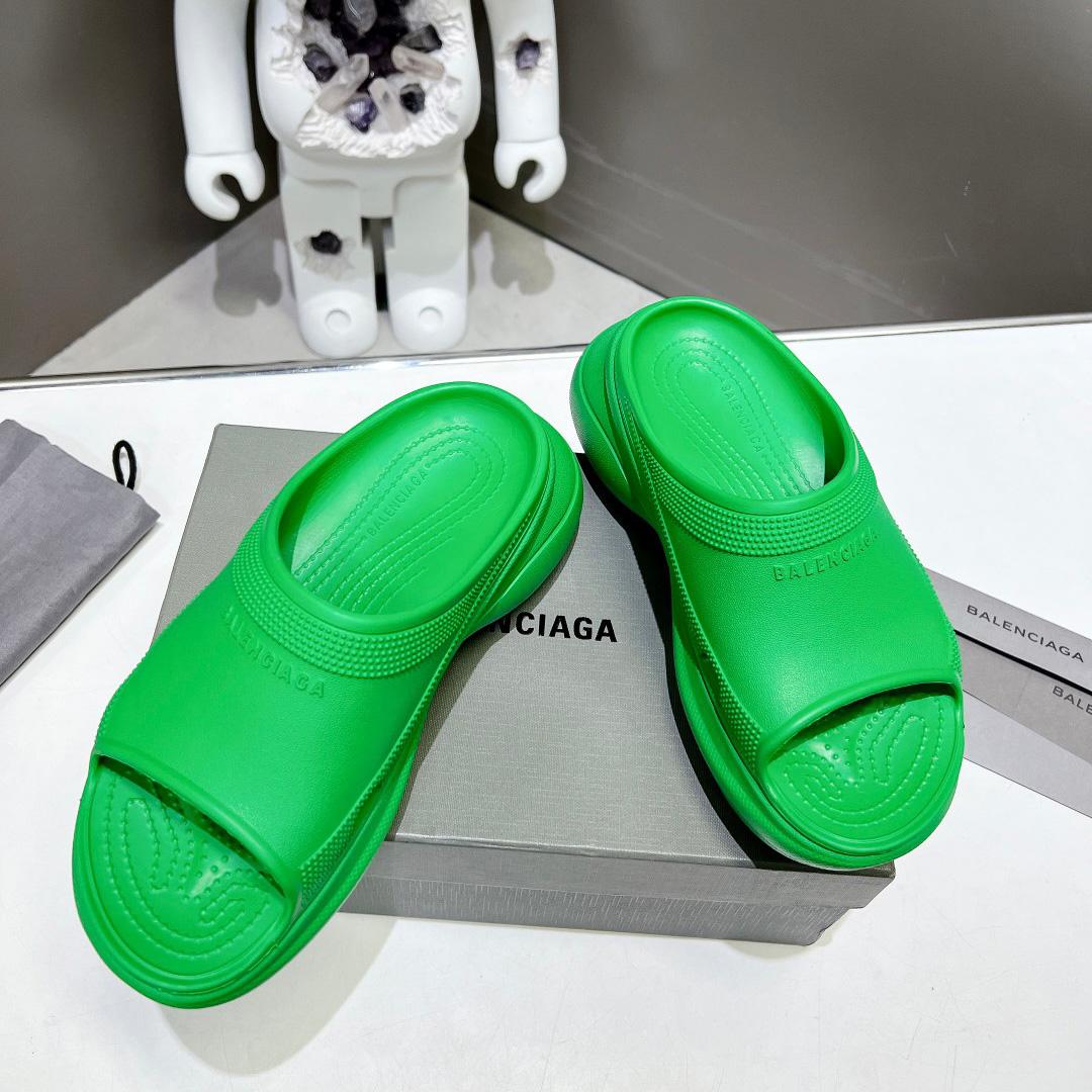 Balenciaga Women's Pool Crocs™ Slide Sandal In Green  - DesignerGu