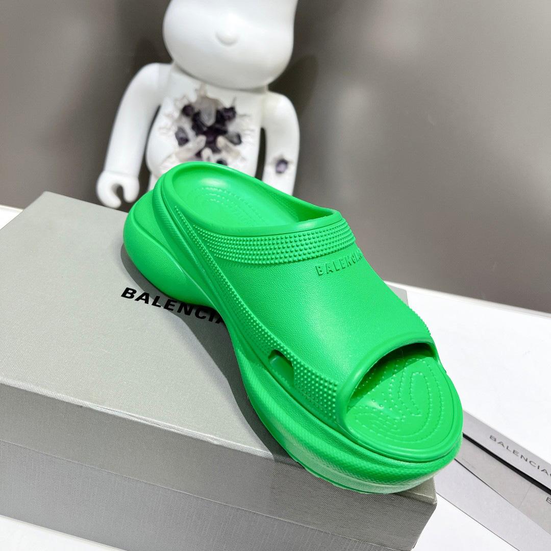 Balenciaga Women's Pool Crocs™ Slide Sandal In Green  - DesignerGu