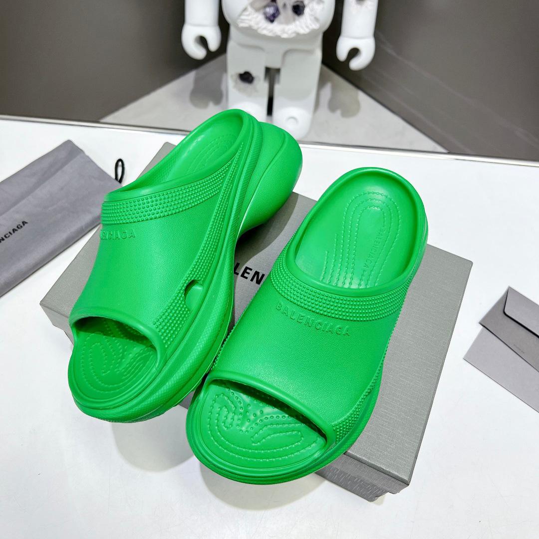 Balenciaga Women's Pool Crocs™ Slide Sandal In Green  - DesignerGu