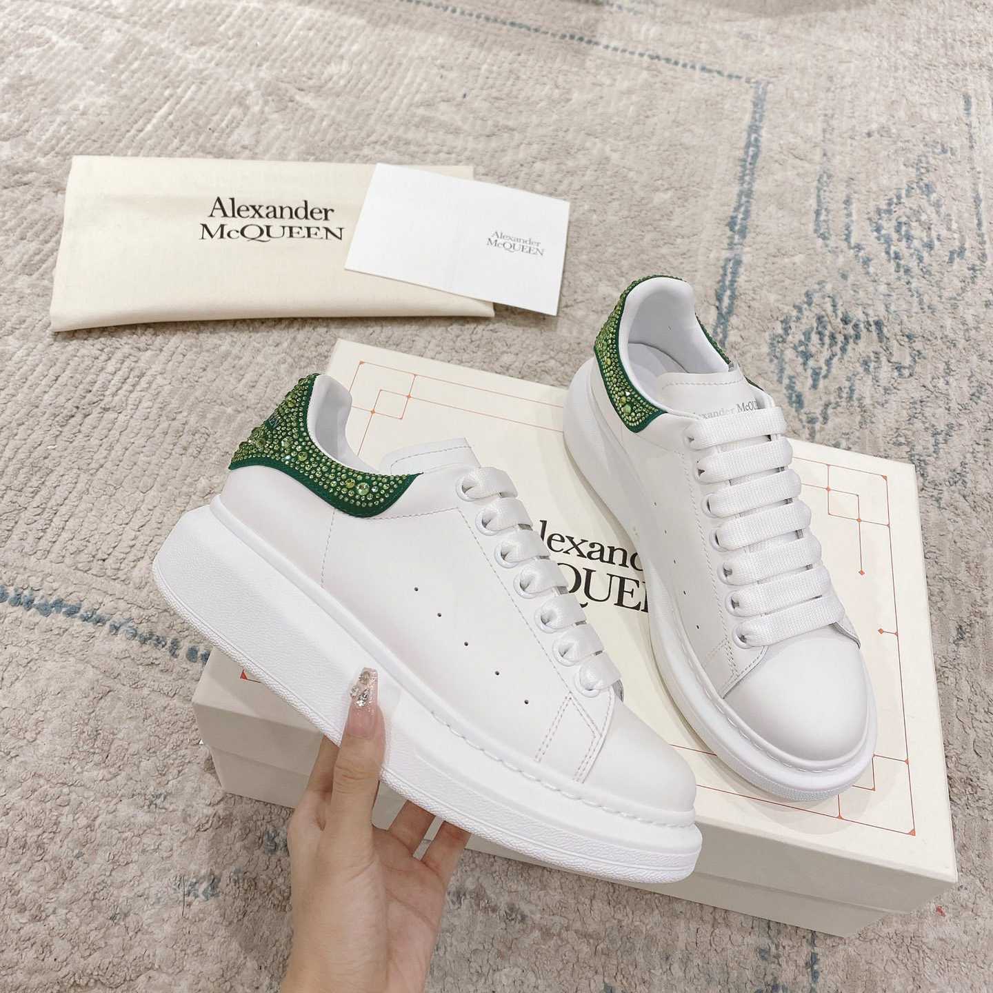 Alexander Mqueen Oversized Sneaker in White/Acid Green - DesignerGu