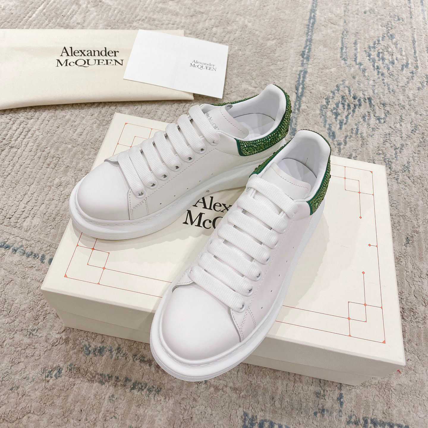 Alexander Mqueen Oversized Sneaker in White/Acid Green - DesignerGu