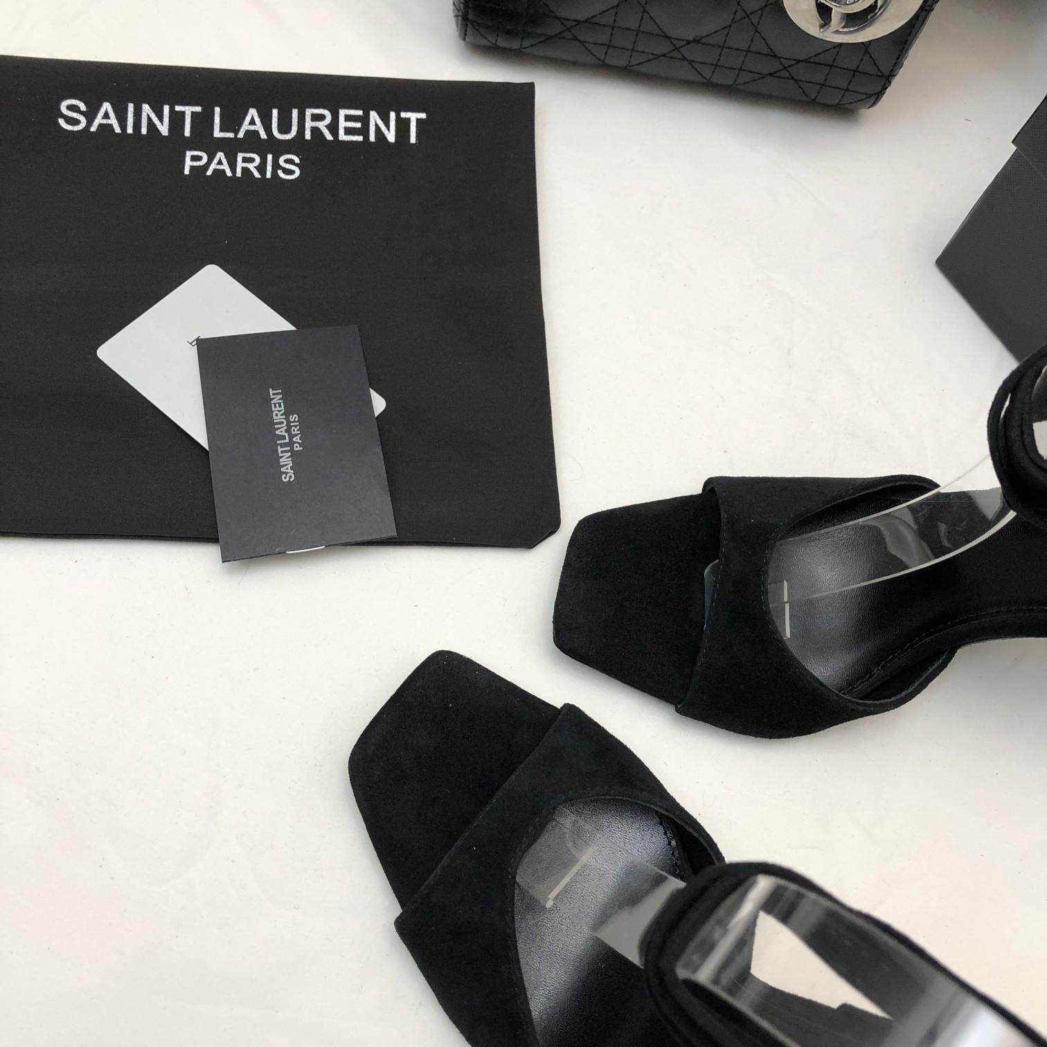 Saint Laurent Paz Sandals In Suede And Metallized Leather - DesignerGu