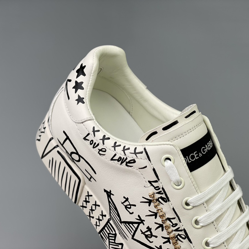 Dolce & Gabbana Hand-painted Calfskin Portofino Sneakers - DesignerGu