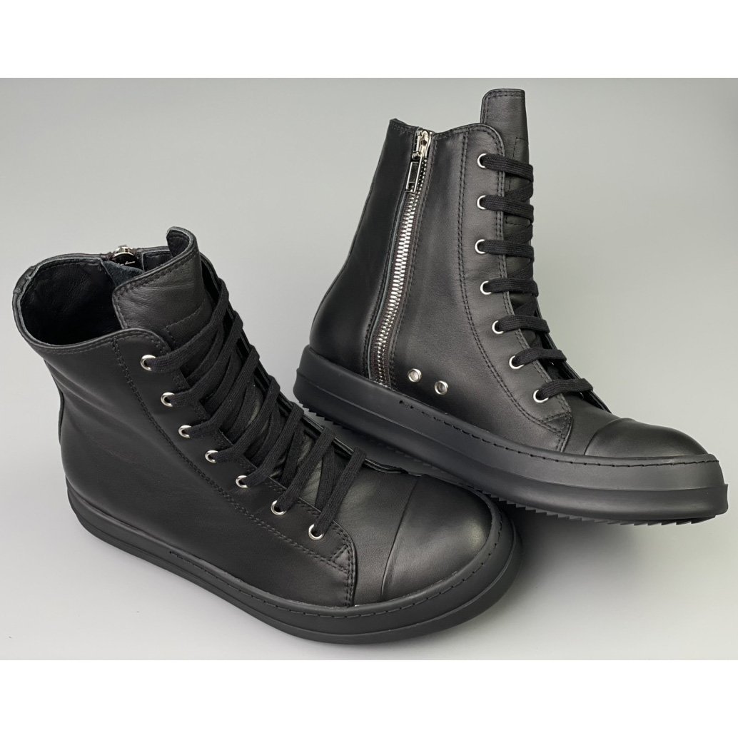 Rick Owens  Leather High Top Sneakers - DesignerGu