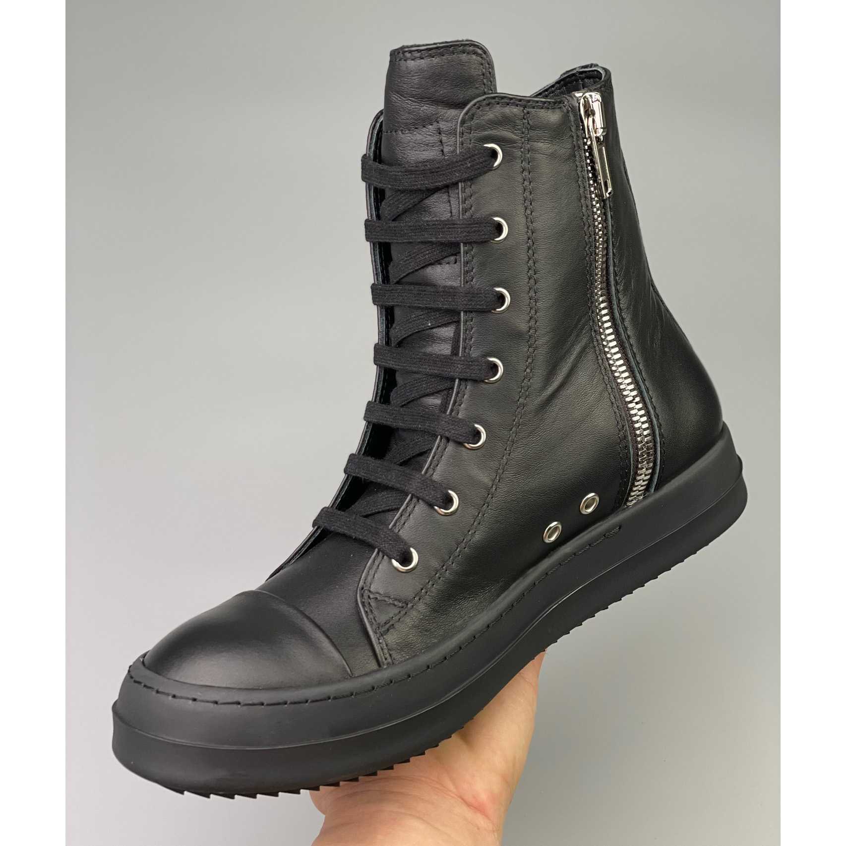 Rick Owens  Leather High Top Sneakers - DesignerGu