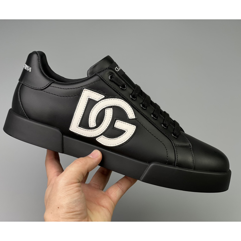 Dolce & Gabbana Calfskin Portofino Sneakers With DG Logo - DesignerGu