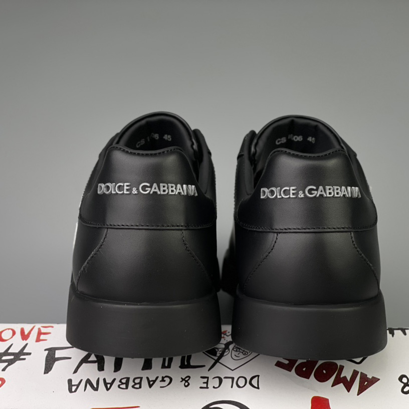 Dolce & Gabbana Calfskin Portofino Sneakers With DG Logo - DesignerGu