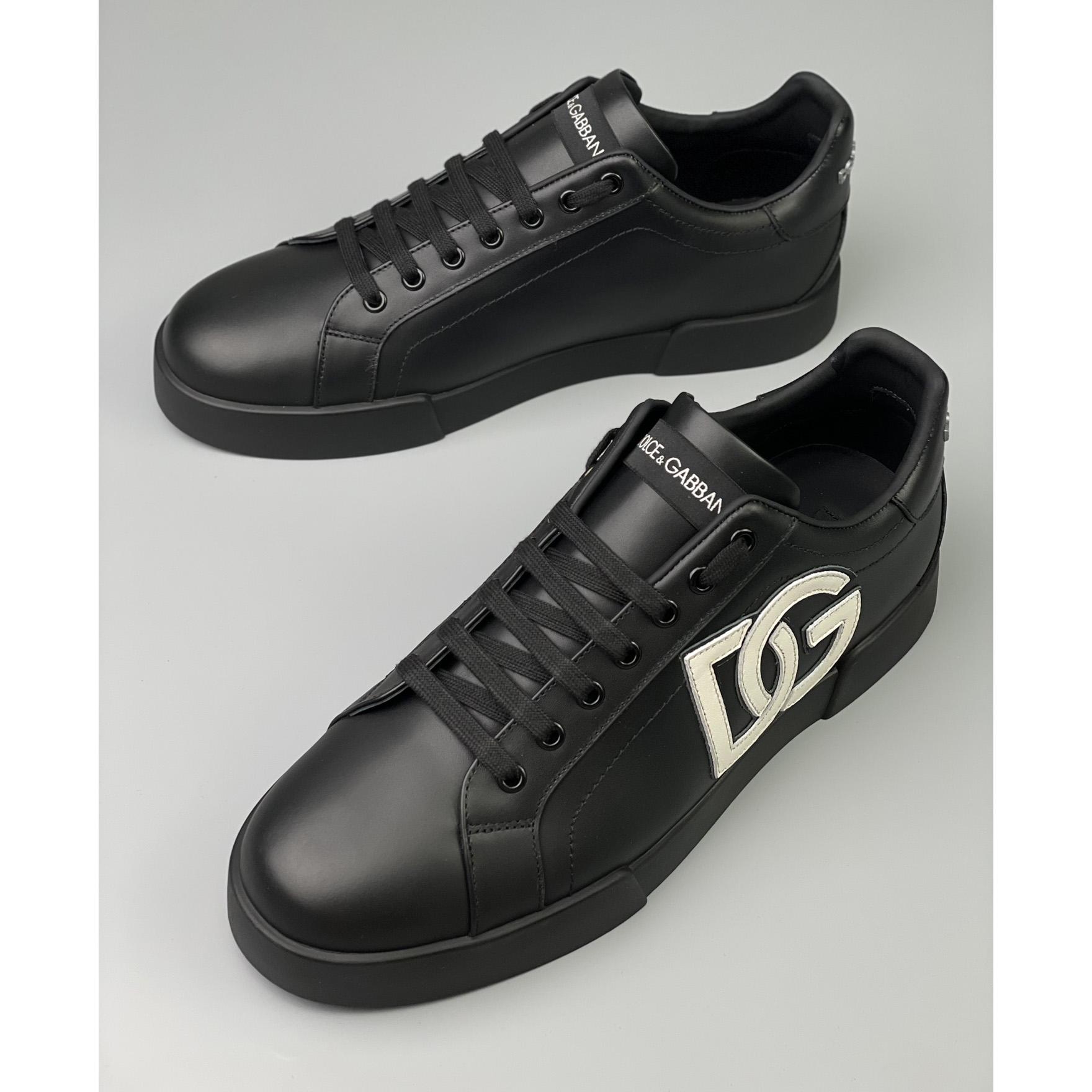 Dolce & Gabbana Calfskin Portofino Sneakers With DG Logo - DesignerGu