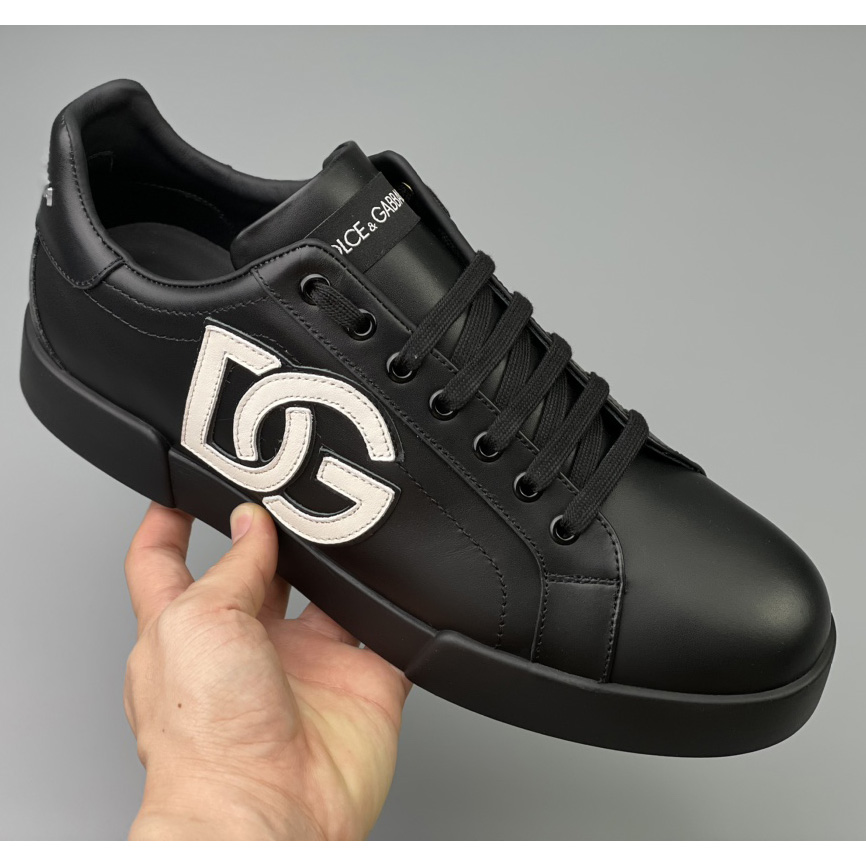 Dolce & Gabbana Calfskin Portofino Sneakers With DG Logo - DesignerGu