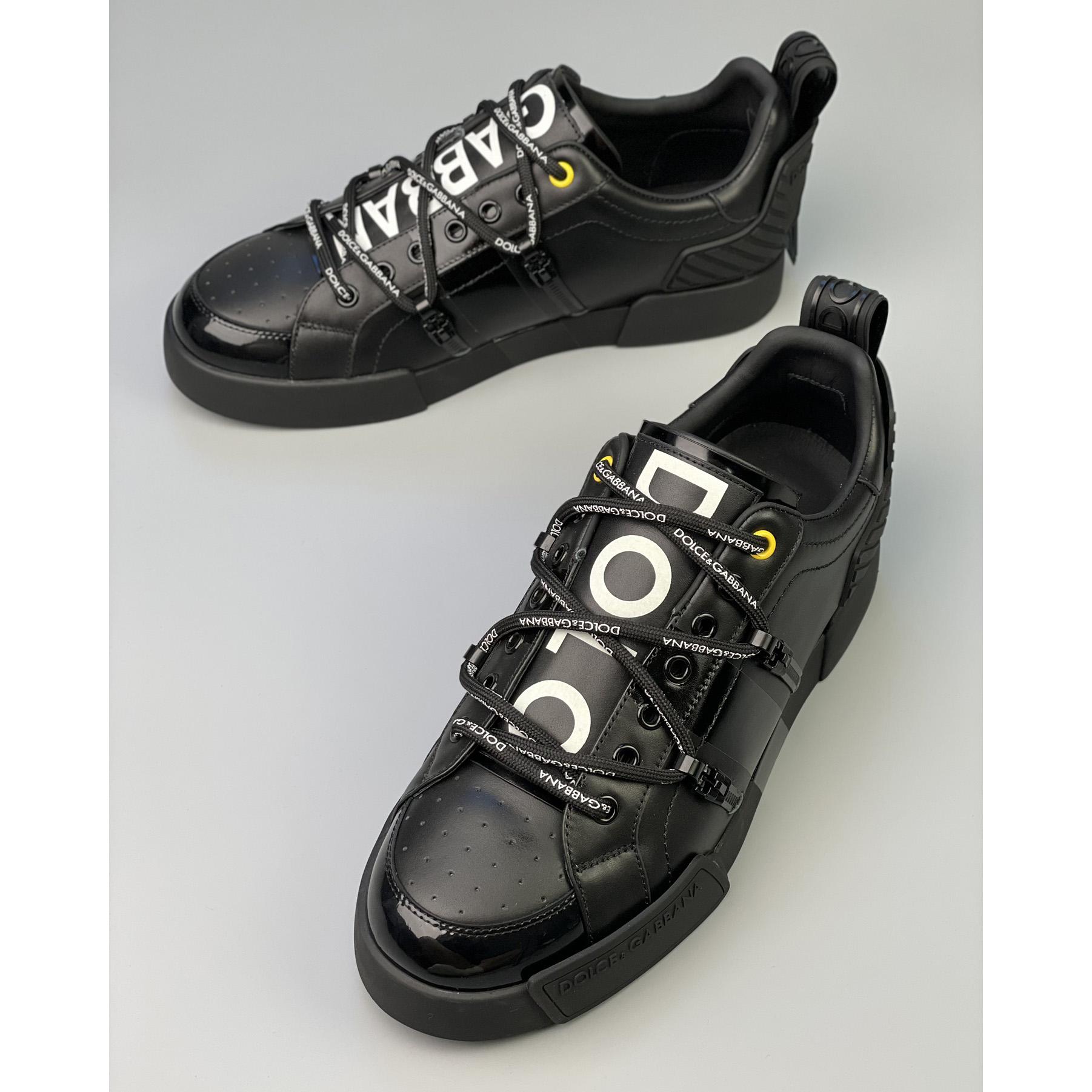 Dolce & Gabbana Portofino Sneakers In Calfskin And Patent Leather - DesignerGu