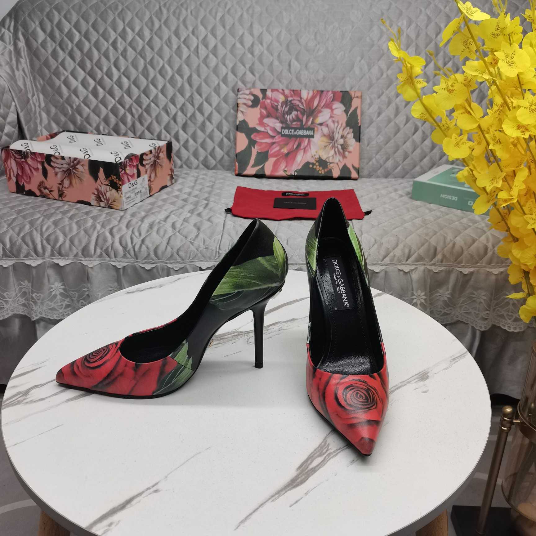 Dolce & Gabbana Rose-print Jersey Pumps - DesignerGu