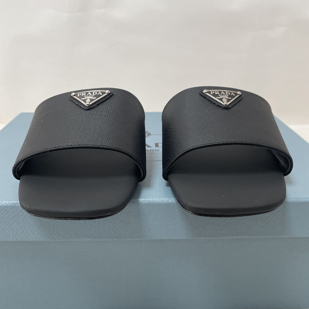 Prada Saffiano Leather Slides - DesignerGu