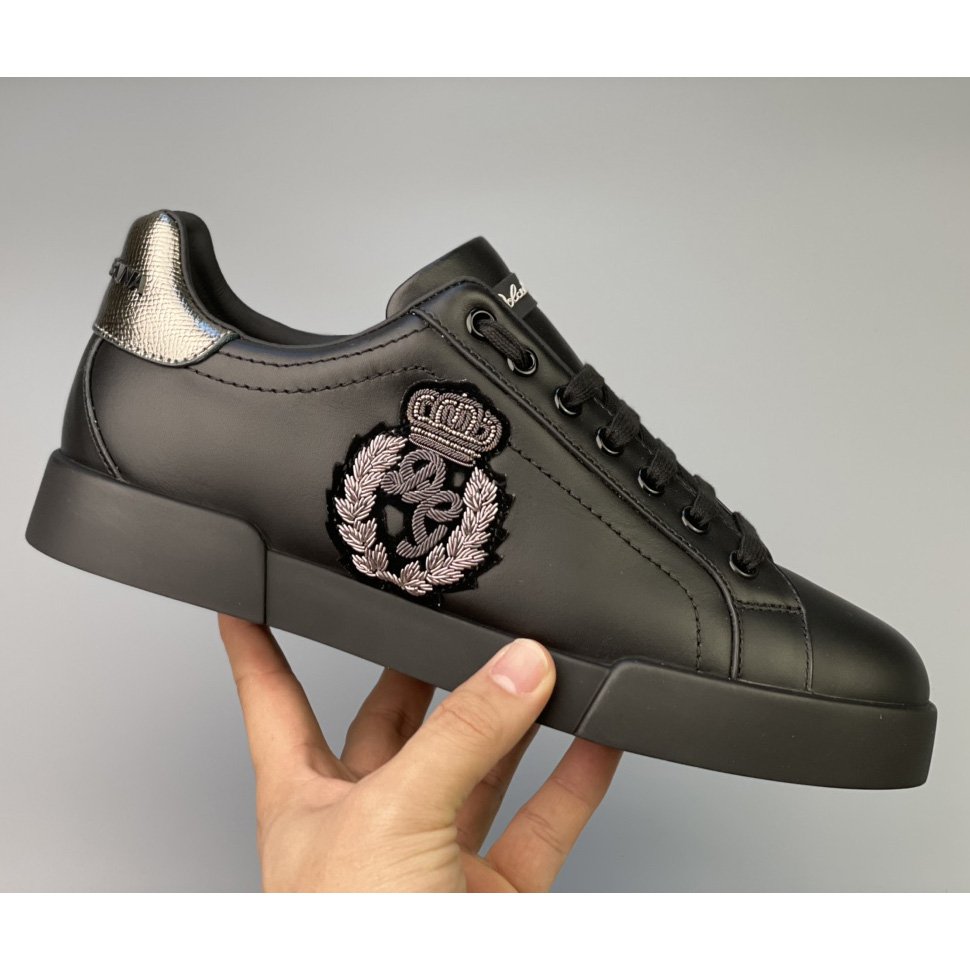 Dolce & Gabbana Calfskin Nappa Portofino Sneakers With Crown Patch - DesignerGu