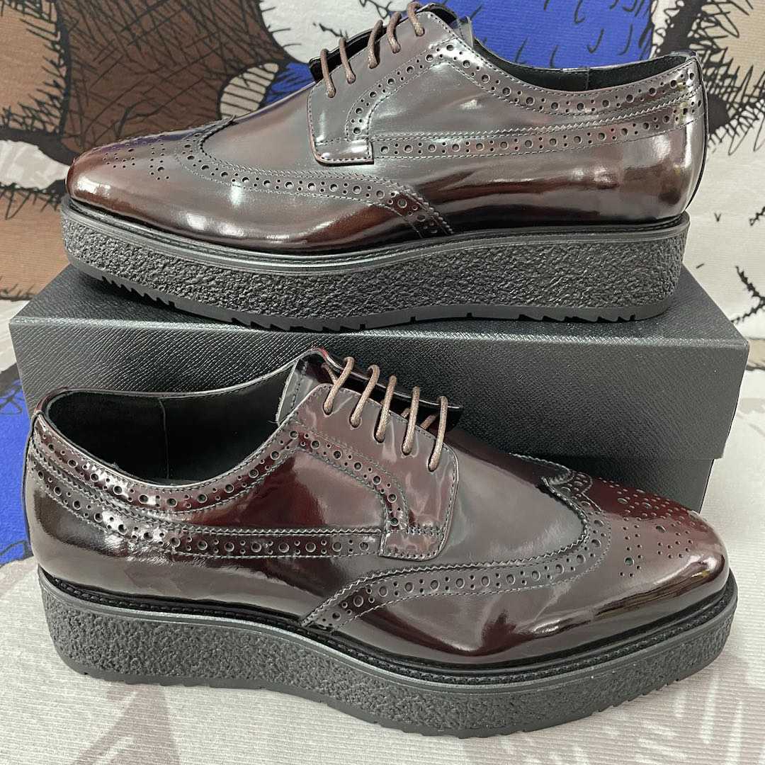 Prada Two Tone Brogue Leather Lace Up Derby(Upon UK Size) - DesignerGu