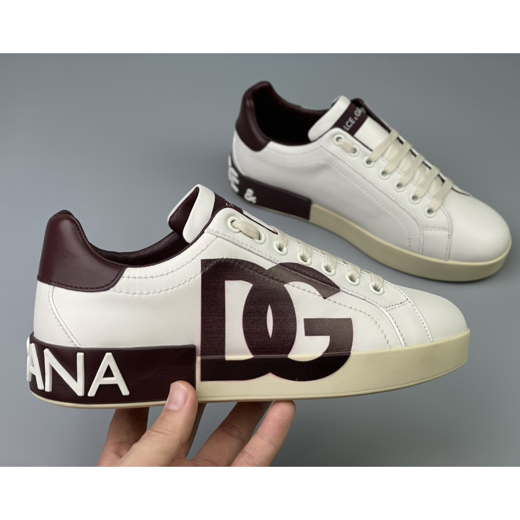 Dolce & Gabbana Calfskin Portofino Sneakers With DG Logo - DesignerGu