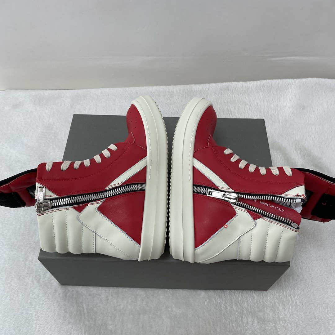 Rick Owens Red Geobasket High-Top Sneakers - DesignerGu