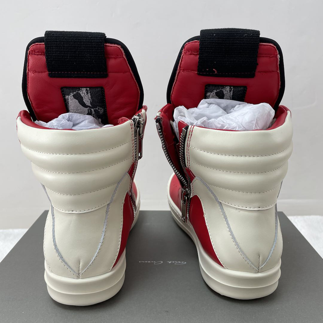 Rick Owens Red Geobasket High-Top Sneakers - DesignerGu