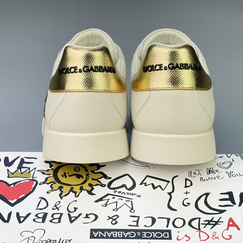 Dolce & Gabbana Calfskin Nappa Portofino Sneakers With Crown Patch - DesignerGu