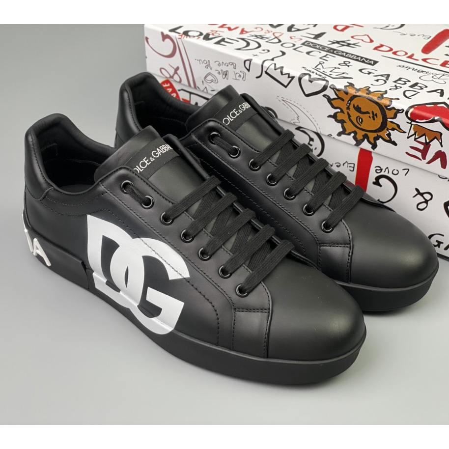 Dolce & Gabbana Calfskin appa Portofino sneakers With DG Logo Print - DesignerGu